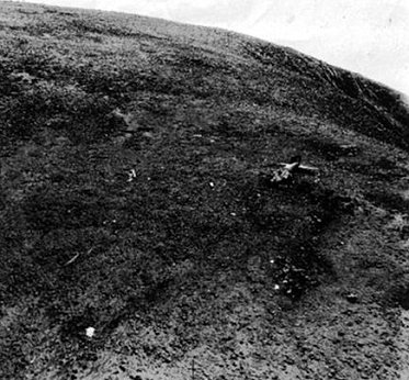 Crash site image showing wreckage of Anson DJ106 on Ben Macdui, courtesy of Geraint B Llewelyn, relative of Sgt John Llewelyn.