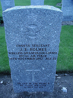 Sergeant John Edwin Holmes (W.Op./Air Gnr.) 1266936 Royal Air Force Volunteer Reserve. 