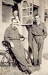 June, 1944, Left to right Harold Steele, Frank, Ted Fallen at Ft William (Canada).