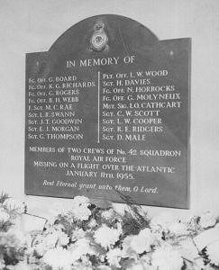 Memorial to the crews in St Columb Church