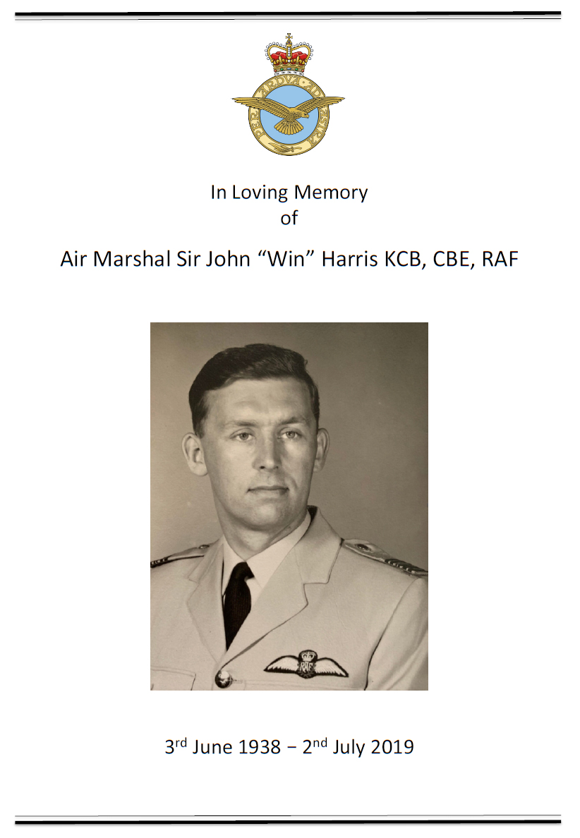 Air Marshal Sir John "Win" Harris Memorial Service, Order of Service.