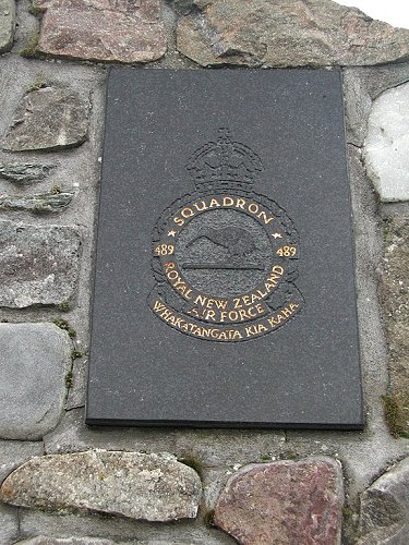 No 489 Squadron Unit Crest on the Dallachy Memorial.