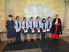 The Reverend Professor Vernon White of Westminster Abbey, with ushers provided by No 291 (Westminster & Chelsea) ATC Sqn under the command of FS Fernanda Lewis.